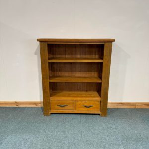Medium Sized, Solid Pine, 2 Drawer Bookcase. (BC143)