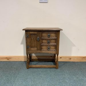 Medium Sized, Carved Oak, Pedestal Cabinet. (O130)