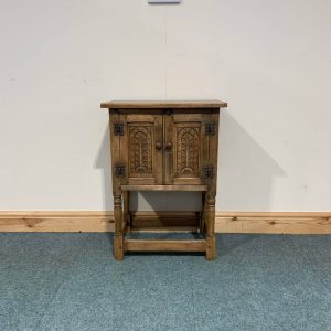 Small, Jaycee, Carved Oak, Pedestal Cabinet. (O129)