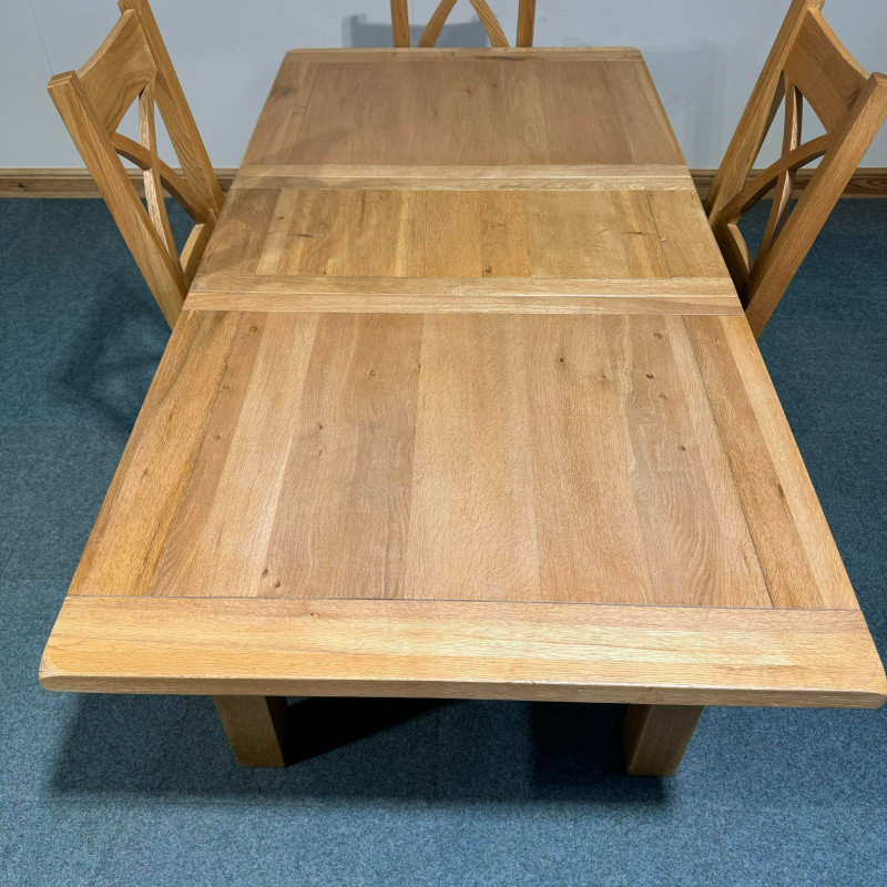 (TC204) Medium Sized, Solid Oak, 1 Leaf Extending Table and 4 Chairs. - Image 8
