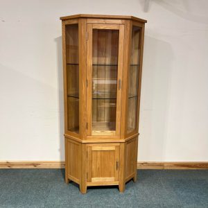 Large, Solid Ash, Glazed, 2 Door, Light up Corner Unit. (CU126)
