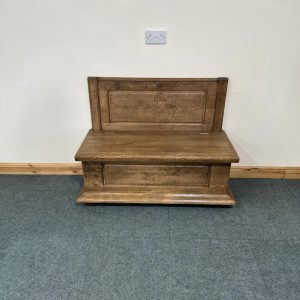 Medium Sized, French, Distressed Solid Oak Settle. (MB163)