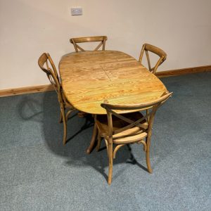 (TC299) Small, Solid Elm, Ercol, 1 Leaf Extending Pedestal Table and 4 Chairs.