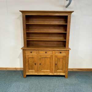 Large, Distressed, Solid Oak, Shelved Dresser. (D147)