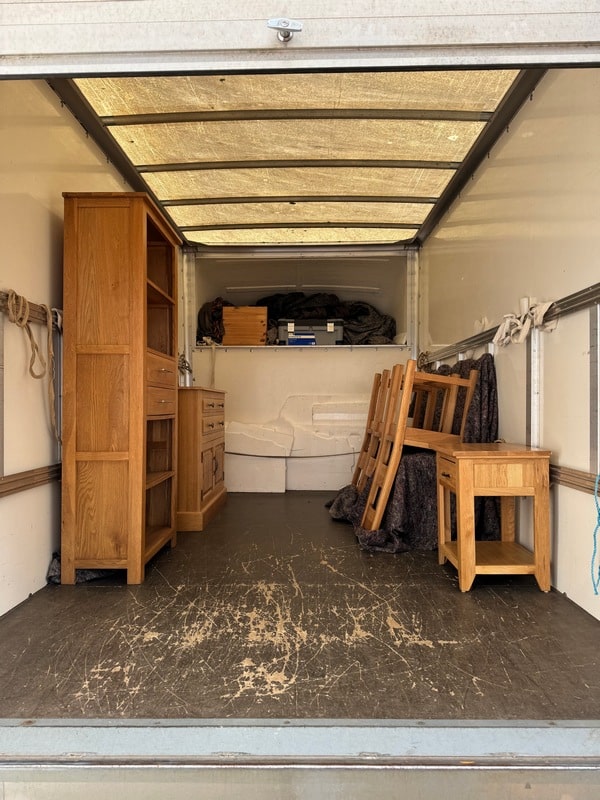 Furniture inside a delivery van