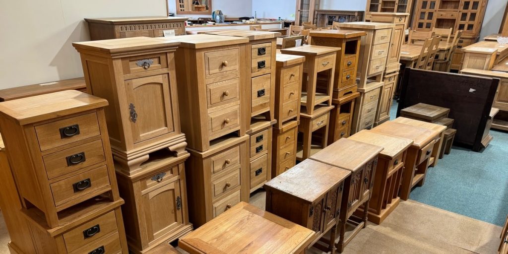 Cross shot of bedside tables in the shop