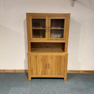 Small, Solid Oak, Glazed Dresser. (D153)