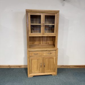 Small, Solid Oak, Glazed Dresser. (D163)