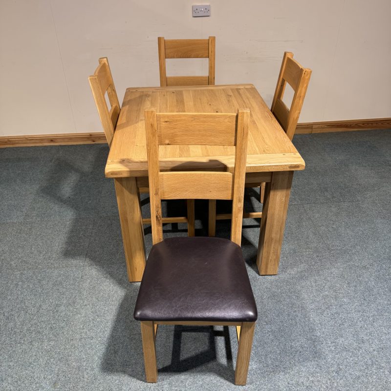 (TC361) Small, Solid Oak, Fixed Table and 4 Chairs. - Image 2