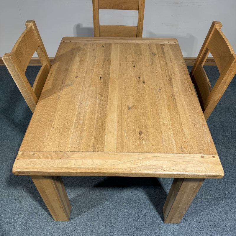 (TC361) Small, Solid Oak, Fixed Table and 4 Chairs. - Image 4