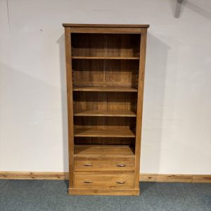 Large, Solid Oak, 2 Drawer Bookcase. (BC236)